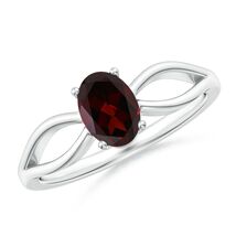 ANGARA Natural Garnet Solitaire Split Shank Ring in Silver (Size-7x5mm) - $297.46+