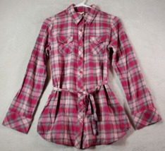 Ocean Pacific Shirt Juniors Medium Multi Plaid Long Sleeve Collared Butt... - £7.16 GBP