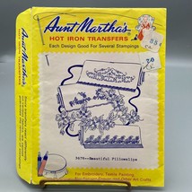 Vintage Aunt Martha&#39;s Hot Iron Transfers 3678 Beautiful Pillowslips - £11.42 GBP