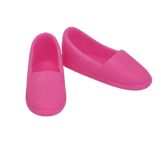 Vintage 1990&#39;s Mattel Barbie / Skipper Bright Pink SLIP-ON Plastic Loafer Shoes - £14.94 GBP