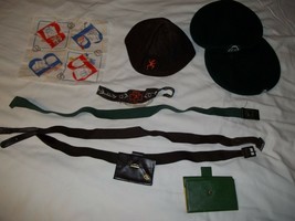 Vtg Lot Girl Scouts &amp; Brownie Berets Handkerchief Belts Coin Purses Felt Bandana - £31.53 GBP