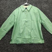 Vintage Willow Ridge Shirt Blouse Women XLP Green Cottagecore Shoulder Padded - £3.73 GBP