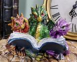 Ebros Metallic Three Bookworms Baby Dragons Reading Wyrmlings Figurine 3... - £17.65 GBP