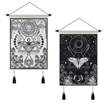 2 Pieces Tarot Tapestry Tassel Wall Cloth Room Hanging Decoration - £20.50 GBP