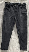 American Eagle Strigid Mom Jeans Black Dark Wash Destressed Denim Womens 12 - $19.79