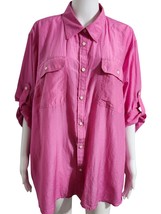 Vtg. Ralph Lauren Sz 3X Oversized Lightweight Hot Pink Silk Cotton Blous... - $54.18 CAD