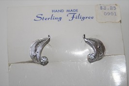 D&#39;Abros Vintage Hand Made Sterling Filigree Screw Back Earrings -NOS- J448 - $32.00