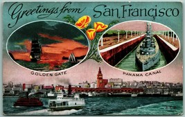Golden Gate Panama Canal Greetings From San Francisco CA Unused DB Postcard I12 - £8.13 GBP