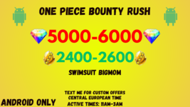 One Piece Bounty Rush 5000-6000 Gems 2400-2600 GF ANDROID ONLY-show orig... - £29.55 GBP