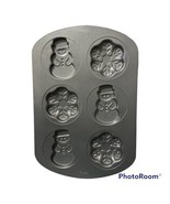 Wilton 6-Cavity Non-Stick Snowman Snowflake Cookie Pan Winter Christmas - $7.91