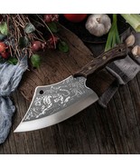 Handmade Chinese Kitchen Meat Cleaver Tiger Pattern High Carbon Steel w/... - $75.31 CAD