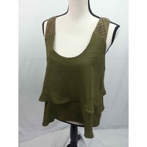 Anthropologie HD in Paris Tiered Flutre Lattice Midi Tank Top Moss Green Size 10 - £31.64 GBP