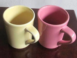 1950&#39;s Vintage RLC Resturant Ware (2) Solid Heavy Yellow &amp; Deep Pink Color Colle - £15.72 GBP