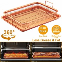 Copper Crisper Tray Cookie Sheet Tray Non Stick Air Fry Pan Grill Oven Sefe - £42.68 GBP