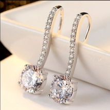 4Ct GRA Certified Real Moissanite Tester Pass Earrings 14K White Gold Plated - £120.32 GBP