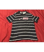 Nike Men’s Large Striped Black Pink Logo T-Shirt CW4686-010 Short Sleeve... - €13,06 EUR