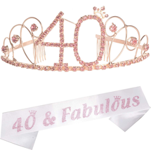 40Th Birthday Sash and Tiara for Women - Fabulous Glitter Sash + Basic R... - £18.76 GBP