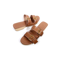$188 NEW J. CREW Sandals 10 Leather Double Buckle Wood Clogs Sandal *PRIMO* 10 - £79.13 GBP