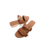 $188 NEW J. CREW Sandals 10 Leather Double Buckle Wood Clogs Sandal *PRI... - £77.87 GBP