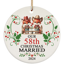 Our 58th Years Christmas Married Ornament Gift 58 Anniversary &amp; Red Fox ... - £11.63 GBP