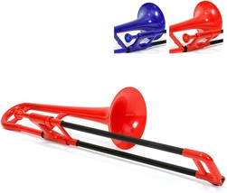 Pinstrument Plastic Kids Pbone Mini Trombone In Red With Mouthpiece And Carrying - £132.16 GBP