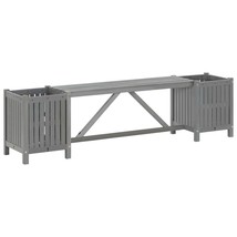 Garden Bench with 2 Planters 150cm Solid Acacia Wood Grey - £56.89 GBP