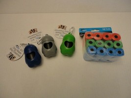 Dog Waste Bag Dispenser Clip Plus 12 Roll Refill Pack Kit Set Portable C... - £15.74 GBP