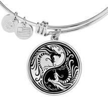 Express Your Love Gifts Yin Yang Bracelet Dragon Spiritual Tai Chi Bangle Stainl - £23.18 GBP