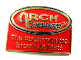 Mcdonalds Arch Deluxe The Burger With The Grown Up Taste Employee Lapel Hat Pin  - £7.85 GBP