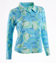 Nwt Ibkul Icikuls Alissa Blue &amp; Green Long Sleeve Polo Golf Shirt Size Xl - £43.14 GBP
