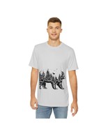 Men&#39;s Polyester Graphic Tee - Black and White Forest Bear Design - Silky... - £31.51 GBP+