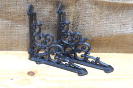 2 Antique Style Shelf Brace Wall Bracket Cast Iron Brackets Corbels Victorian  - £19.17 GBP