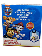 Paw Patrol Valentines with 12 Jumbo stickers included 3+School Exch. Nickelodeon - $8.32