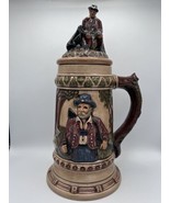 Deer Hunter &quot;Tom&quot; Lidded Beer Stein Vintage Large 13&quot; 1972 Hand Painted ... - $38.69