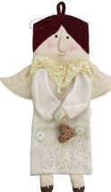 Angel Heart Christmas Stocking Retired Fabric Burgundy Cream 20.5 inch Vintage - £7.18 GBP