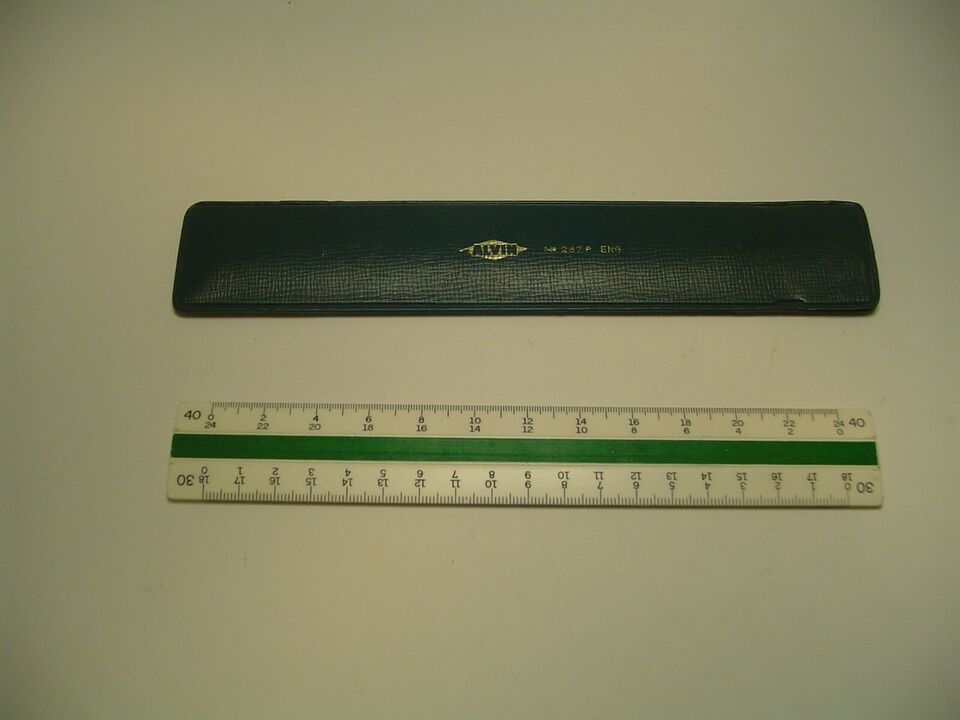 Vintage Ruler Pocket Scale Alvin WEST GERMANY No267 Leather Sleeve Tools - $13.59