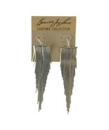 Kenneth Jay Lane Silver Tone Polished Fringe Dangle Earrings 3.5 In. New... - $20.56