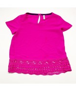 Xhilaration Hot Pink Size XS Blouse Top Shirt Cropped Crochet Lace Cut O... - $7.91 CAD