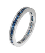18Carat White Gold Princess Cut Natural Blue Sapphire Full Eternity Ring... - $1,400.54 CAD