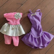 2x Outfits Genuine Barbie 90s Fashion Pink Silver Romper Jumper And Purp... - $10.88