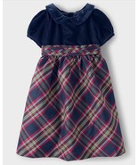 Gymboree Girls Size 8 Velvet &amp; Plaid Holiday Dress Navy/Red - €24,84 EUR