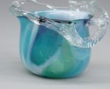 Vtg Murano Style Art Glass Vase Bowl Sculpture Applied  Liquid Wave Glas... - $64.99