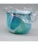 Vtg Murano Style Art Glass Vase Bowl Sculpture Applied  Liquid Wave Glas... - $71.10 CAD