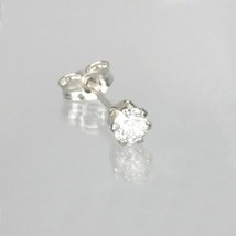 Unisex Einzel Ohrstecker IN 0.08ct Natürlicher Diamant Mit 14k Weiss Gold - £74.75 GBP