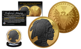 INDIAN HEAD SKULL 1 oz Copper Medallion 24K GOLD GILDED w/ Black Rutheni... - $19.95