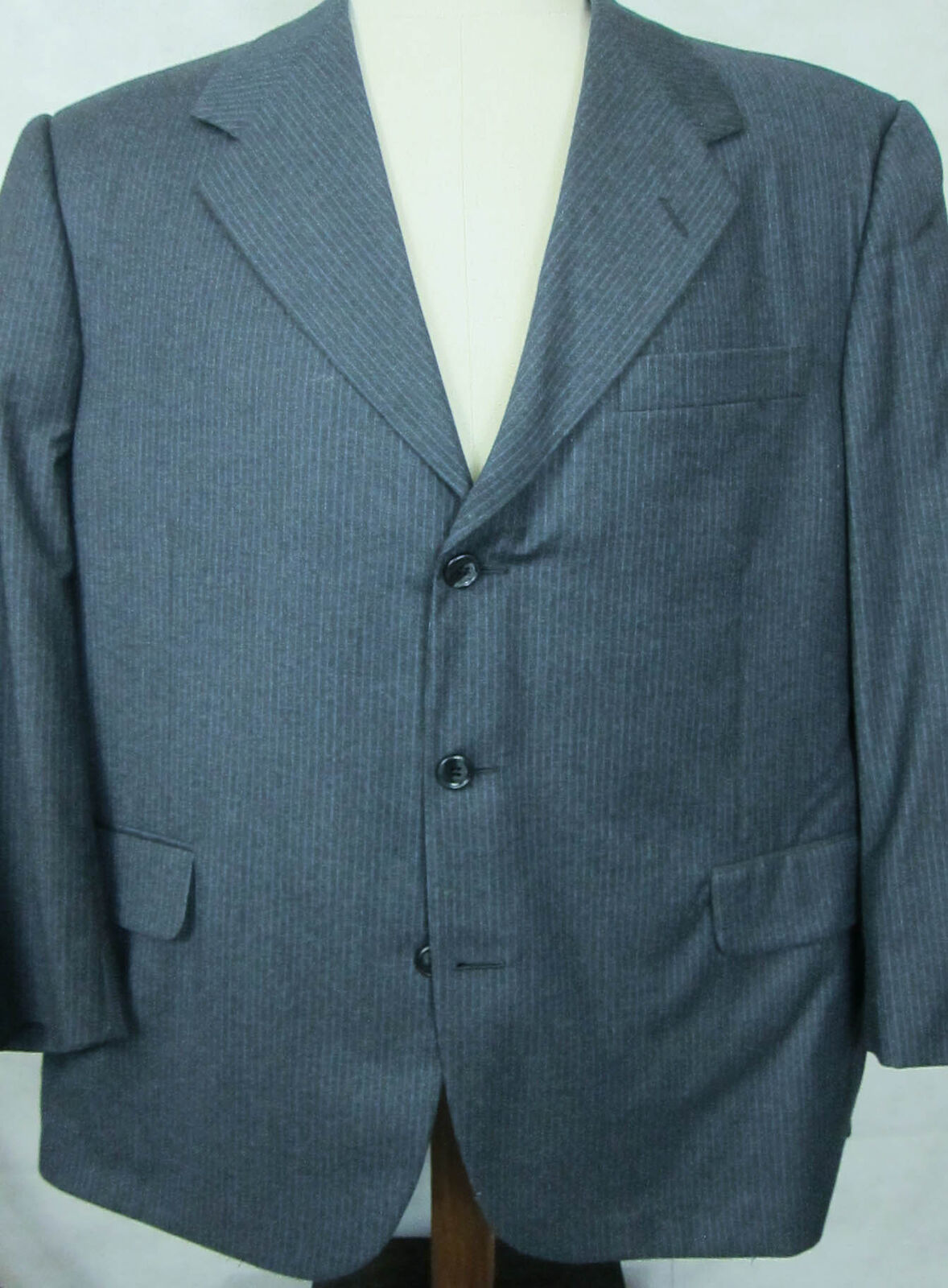 Primary image for MINT Vintage Utah Woolen Mills Jack Frost Gray Stripe Flannel 3 Piece Suit 44S