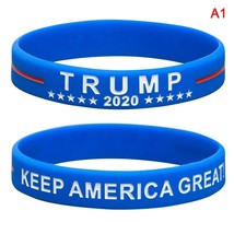 2pcs/set Trump Keep America Great 2020 Silicone Wrist Band Bracelet Wristband - £9.54 GBP