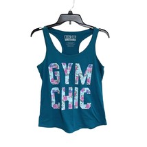 Womens M Medium Tank Top Chin-Up Apparel Cotton Blend Green Floral - £7.84 GBP