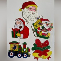 Vintage Christmas window hanging decoration signs Santa Snowman x 5 on s... - $767.22 MXN