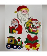 Vintage Christmas window hanging decoration signs Santa Snowman x 5 on s... - $767.22 MXN